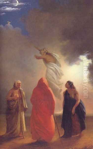 Scene from Macbeth Oil Painting by William Rimmer