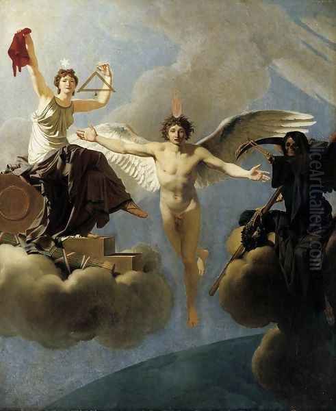 The Genius of France between Liberty and Death Oil Painting by Jean-Baptiste Regnault