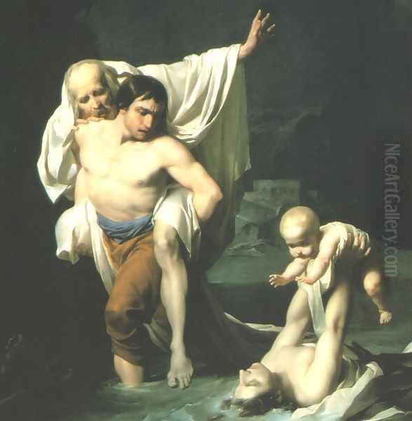 Flood Oil Painting by Jean-Baptiste Regnault