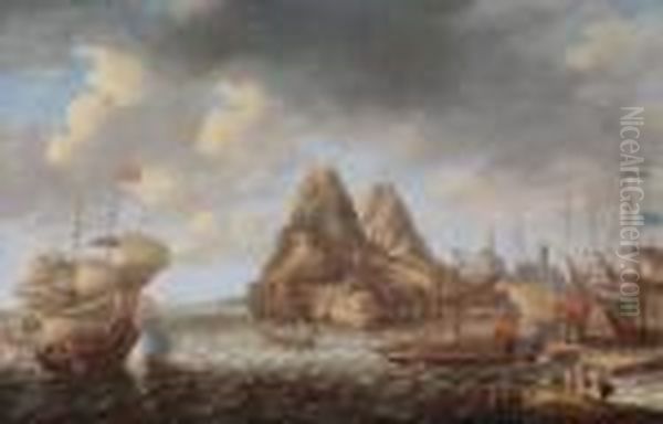 Eine Flotte Vorsudlicher Kuste Oil Painting by Bonaventura, the Elder Peeters