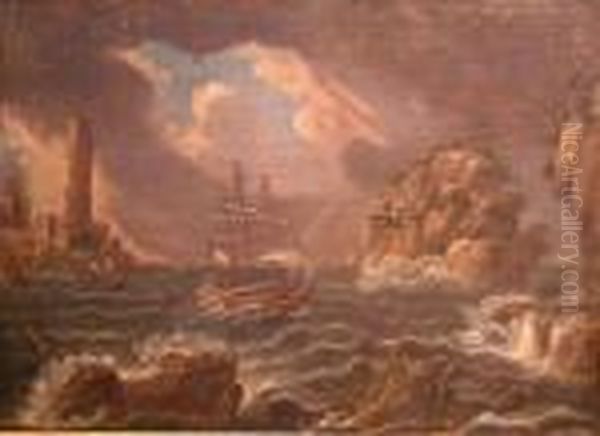 Ships In Turbulent Seas Oil Painting by Bonaventura, the Elder Peeters