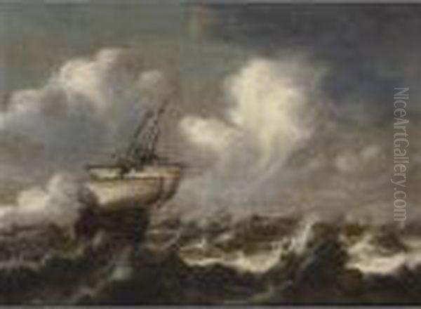 Shipping At Sea In A Light Breeze Oil Painting by Bonaventura, the Elder Peeters