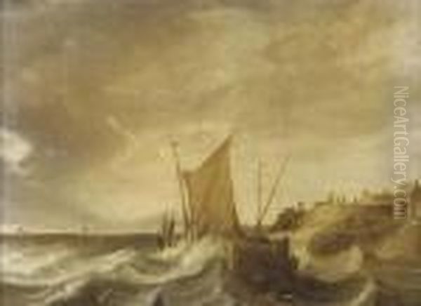 Shipping In Stormy Seas Oil Painting by Bonaventura, the Elder Peeters