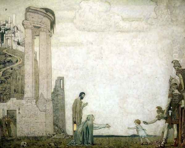 Dawn - The Little Child Found, 1907 Oil Painting by Frederick Cayley Robinson