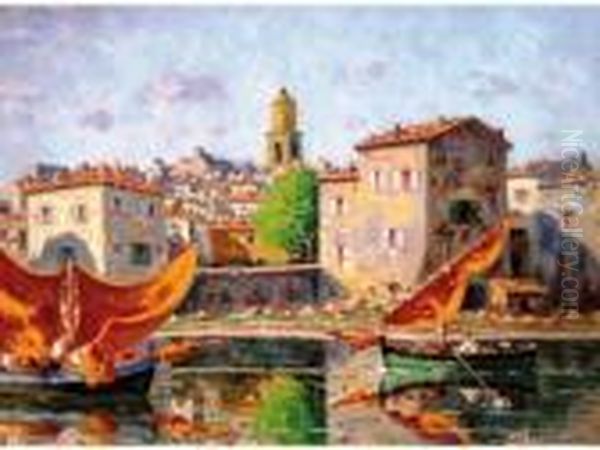 Le Port - Saint Tropez Oil Painting by Auguste Pegurier