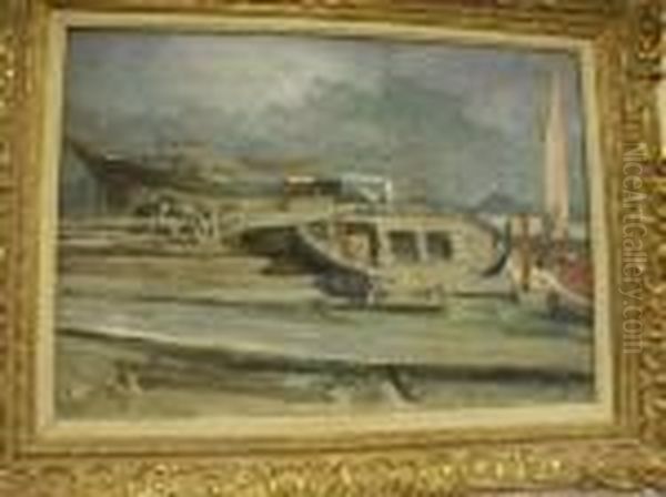 Barques Oil Painting by Auguste Pegurier