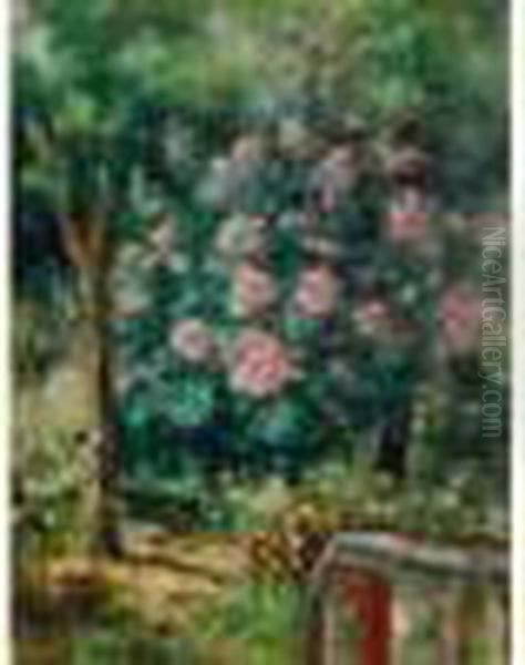 Lauriers Roses En Fleur Oil Painting by Auguste Pegurier