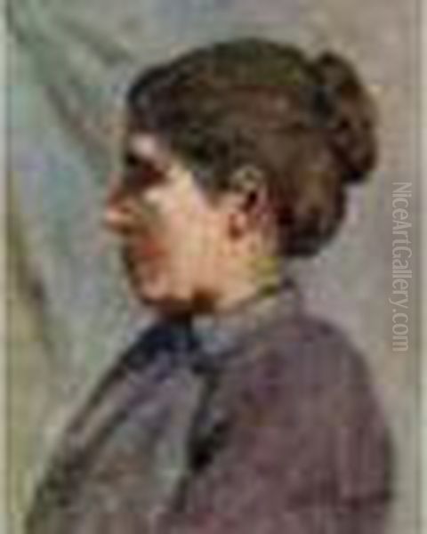 Portrait De Femme Au
 Chignon Oil Painting by Auguste Pegurier