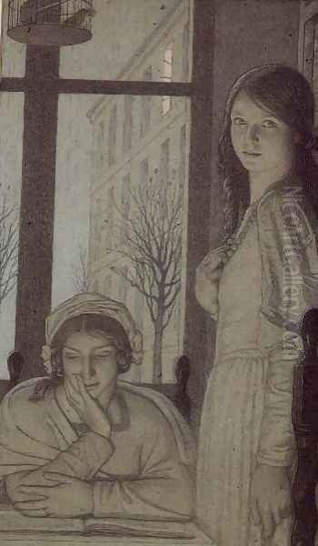 Interior - Evening, 1915 Oil Painting by Frederick Cayley Robinson