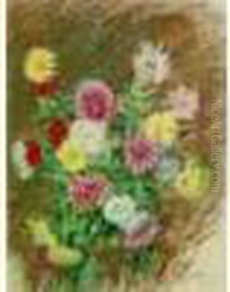 Fleurs Oil Painting by Auguste Pegurier