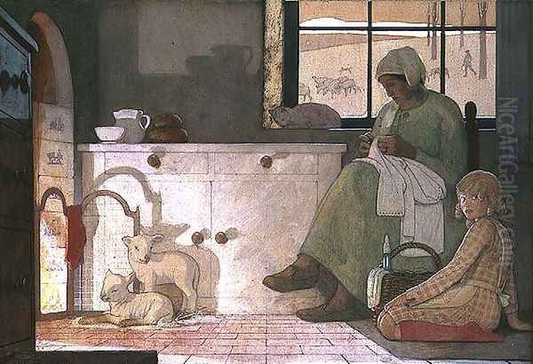 Study for The Foster Mother, 1925 Oil Painting by Frederick Cayley Robinson