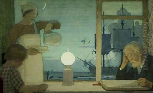 The Day of Rest, c.1926 Oil Painting by Frederick Cayley Robinson