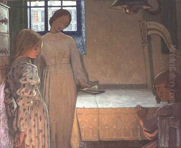 Study for A Winters Evening, c.1900 Oil Painting by Frederick Cayley Robinson