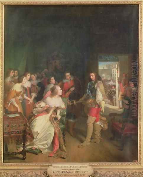 Meeting Between Louis II 1621-86 de Bourbon and Anne-Marie-Louise dOrleans 1627-93 Duchess of Montpensier in 1652 Oil Painting by Sophie Rude