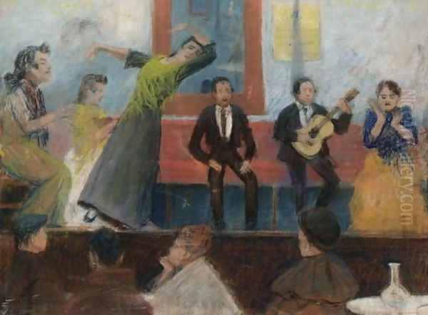 Scene from the Imperial Cafe, Madrid (Cafe Cantante, Madrid) Oil Painting by Dario de Regoyos y Valdes