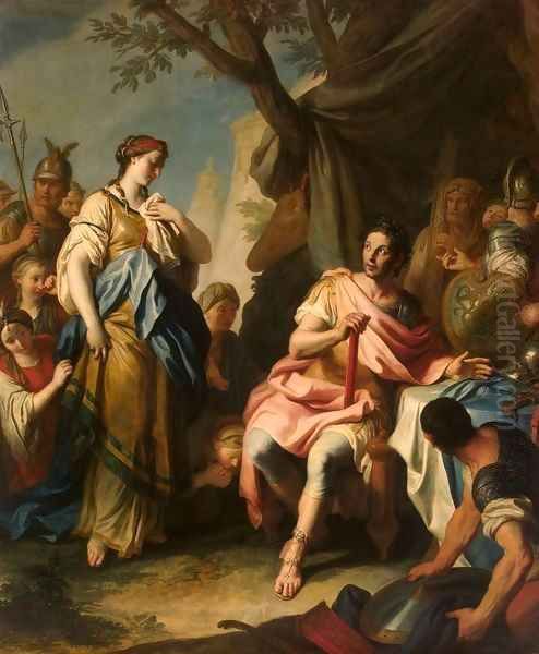 Alexander the Great and Roxane Oil Painting by Pietro Antonio Rotari