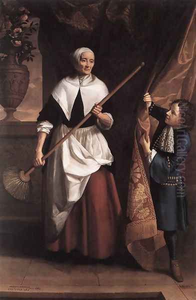 Bridget Holmes, a Nonagenarian Housemaid 1686 Oil Painting by John Riley