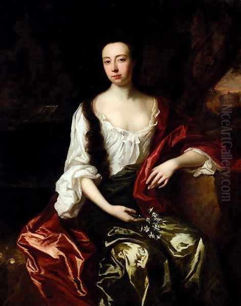 Portrait Of Thomas Brotherton Wife, Margaret Oil Painting by John Riley