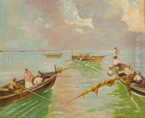 Pescatori Oil Painting by Carlo Pellegrini