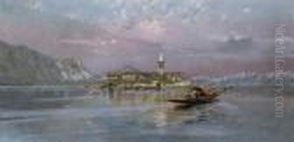 Lago Maggiore, L'isola Dei Pescatori Oil Painting by Carlo Pellegrini