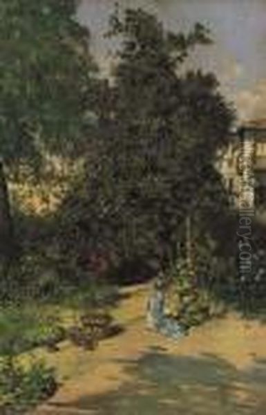 In Giardino Oil Painting by Carlo Pellegrini