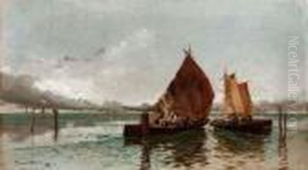 Scena Di Pesca Oil Painting by Carlo Pellegrini