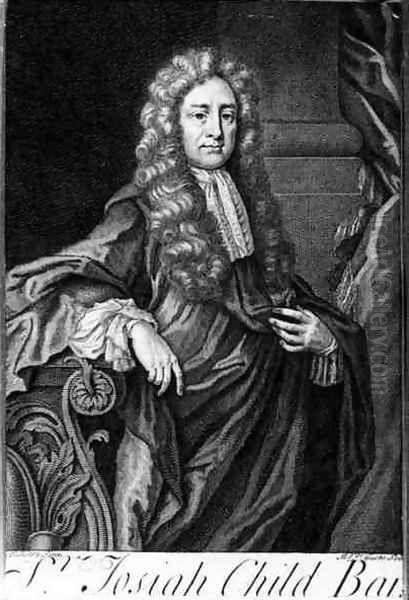 Portrait of Sir Joseph Child 1630-99, engraved by Michiel van der Gucht 1660-1725 Oil Painting by John Riley