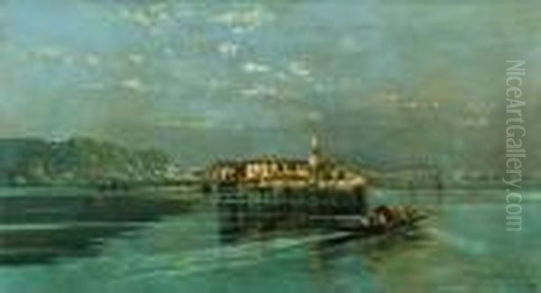 Veduta Di Tonzanico, Lago Di Como Oil Painting by Carlo Pellegrini