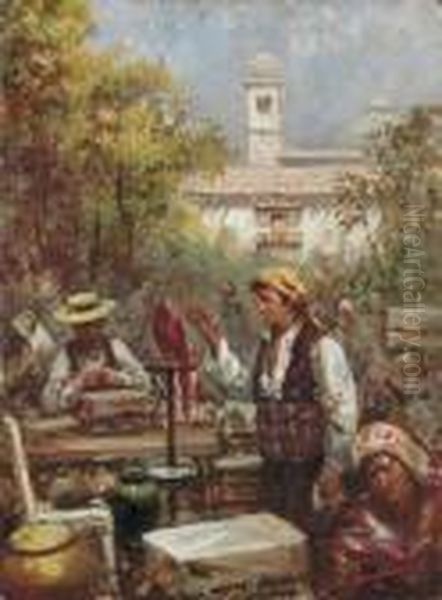 Mercato Oil Painting by Carlo Pellegrini