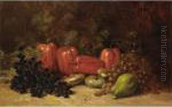 Coppia Di Natura Morte Con Frutta E Verdura Oil Painting by Carlo Pellegrini