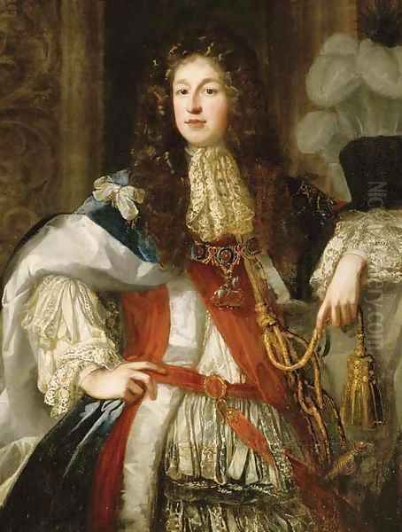 Portrait of John Sheffield (1648-1721), 1st Duke of Buckingham and Normanby when Earl of Mulgrave, three-quarter-length, with the Order of St. George Oil Painting by John Riley