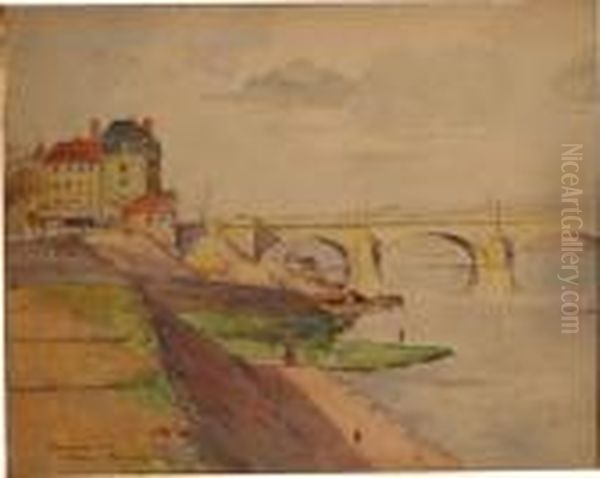 Quai De Roanne Oil Painting by Leonce Pelletier