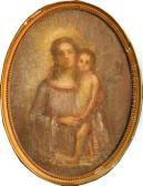 Vierge A L'enfant Oil Painting by Leonce Pelletier