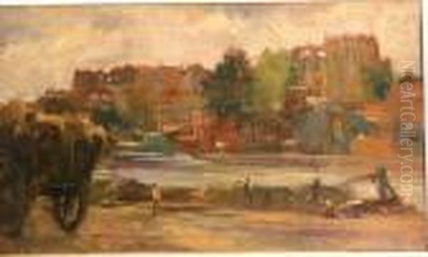 Ville Au Bord De Riviere Oil Painting by Leonce Pelletier