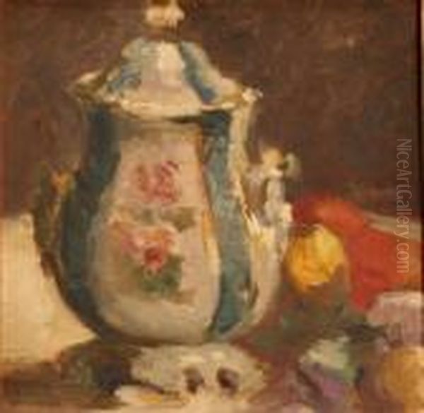 Nature Morte Au Vase Et Au Verre Oil Painting by Leonce Pelletier