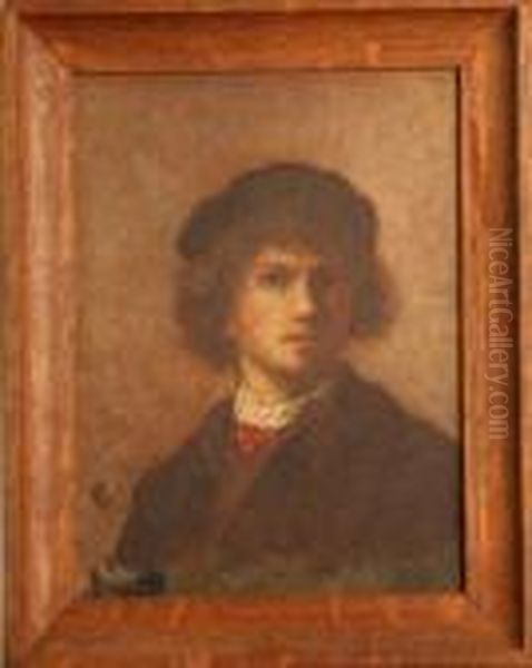 Tete De Jeune Homme Dans Le Gout De Rembrandt Oil Painting by Leonce Pelletier