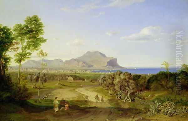 View over Palermo, 1828 Oil Painting by Carl Rottmann