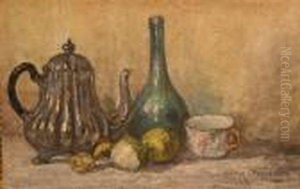 Nature Morte A La Theiere Et Aux Fruits Oil Painting by Leonce Pelletier