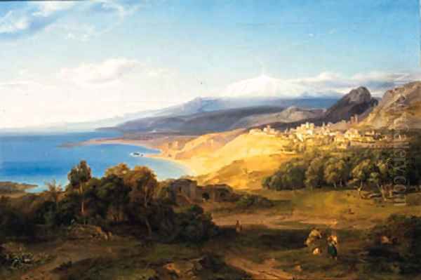 Taormina Oil Painting by Carl Rottmann