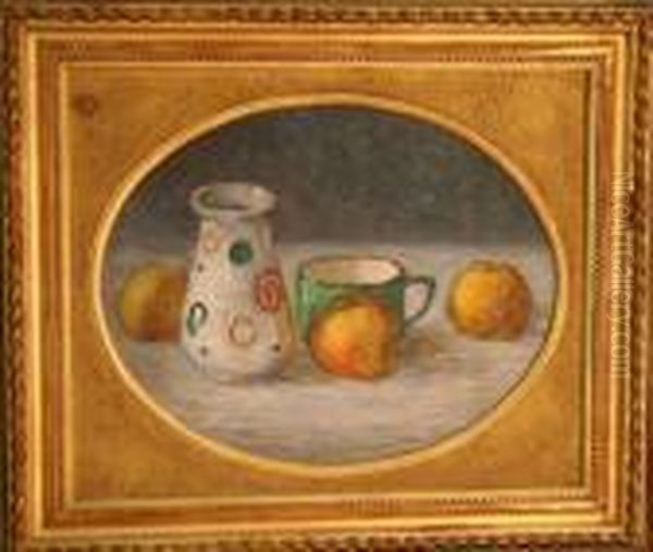 Nature Morte Aux Fruits Et Tasse Et Vase Oil Painting by Leonce Pelletier