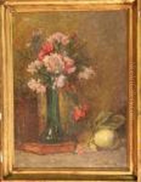 Nature Morte Aux Fleurs Et Fruit Oil Painting by Leonce Pelletier