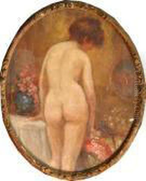 Jeune Femme Nue De Dos Oil Painting by Leonce Pelletier