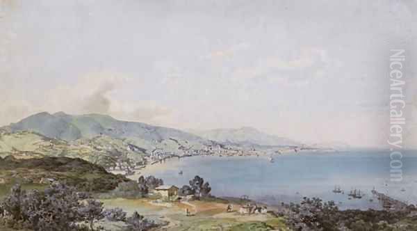 View of the Bay of Genoa Oil Painting by Carl Rottmann