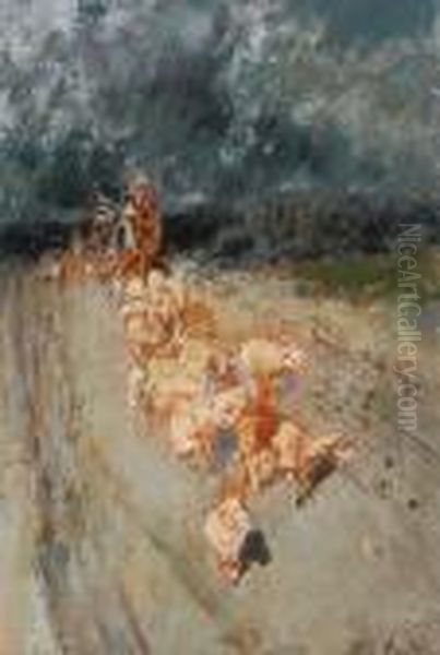 Returning Home Oil Painting by Tito Pellicciotti