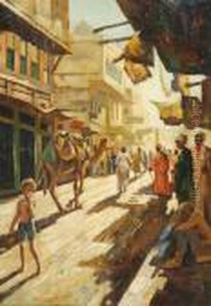 Strada Di Citt Araba Oil Painting by Tito Pellicciotti