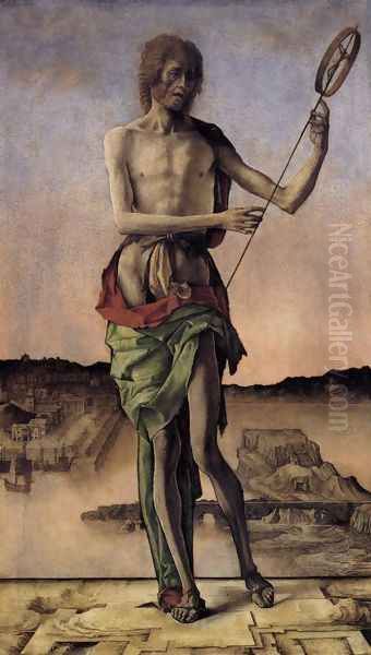 St John the Baptist 1478-80 Oil Painting by Ercole de' Roberti