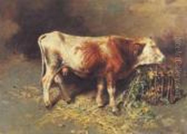 Mucca Nella Stalla Oil Painting by Tito Pellicciotti