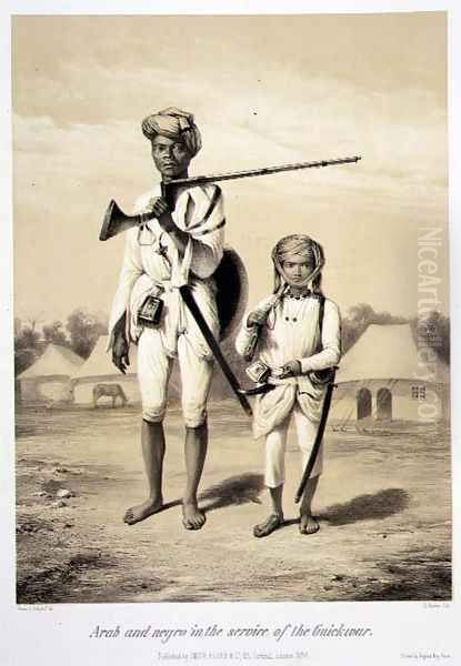 Arab and Negro in the Service of the Guickwar, from Voyage in India, engraved by Louis Henri de Rudder 1807-81 pub. in London, 1858 Oil Painting by Louis Henri de Rudder