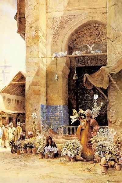 The Flower Market, Damascus Oil Painting by Charles Robertson