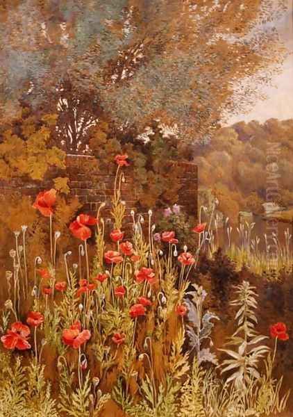 Poppies on a River Bank Oil Painting by Charles Robertson